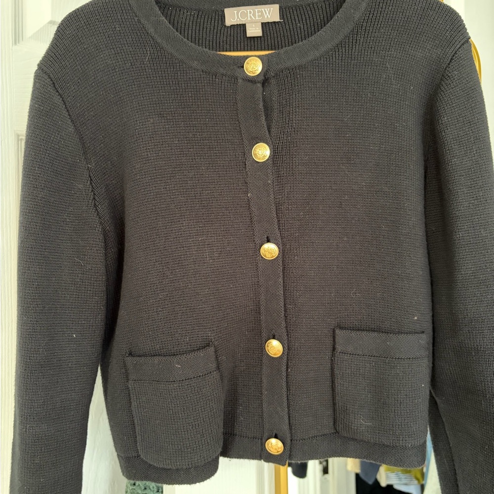 J. Crew Emilie Black Sweater Blazer Size Small 100% Cotton - Picture 2 of 7